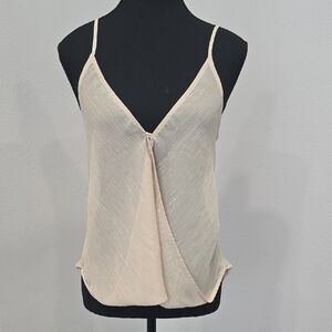 Astr Cream Camisole Top, V Neck, Silky, Small, Straps